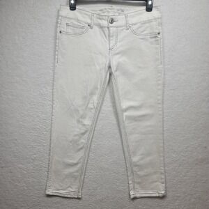 Seven 7 Jeans Womens Size 12 White Denim Capri Jeans Thick Stitch Pants